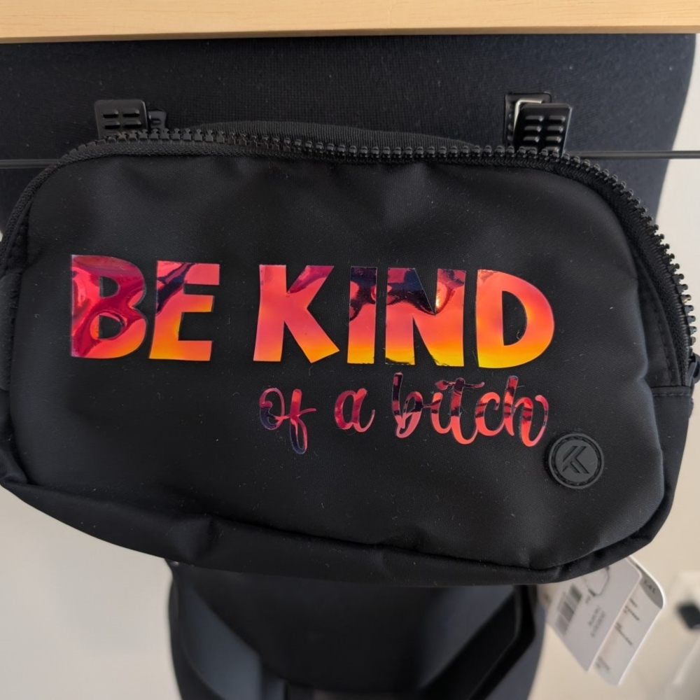 Kyodan Black Crossbody Bag with Bold Multicolor Text